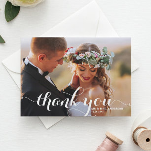 Cartão Postal Casamento De Script De Caligrafia Obrigado Foto
