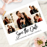Cartão Postal Casamento de Script Moderno Salva A Colagem De Fot<br><div class="desc">Cartão-postal de Colagem de Fotografias de Script Moderno para Guardar A Data</div>