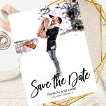 Cartão Postal Casamento de Script Moderno Salva A Foto Da Data<br><div class="desc">Cartão-postal de Foto de Data para Salvamento de Script Moderno</div>