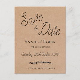 Cartão Postal Casamento de Script Personalizado do Kraft em Pape