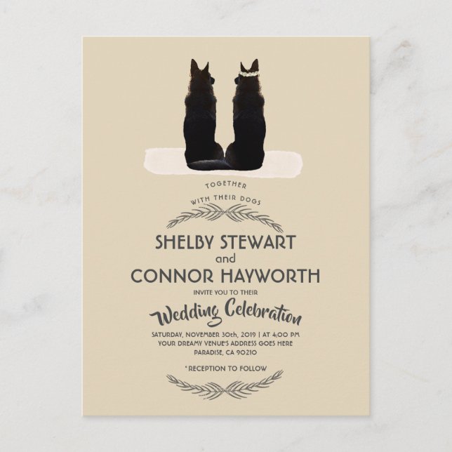 Cartão Postal Casamento de Silhouette German shepherd lindo (Frente)