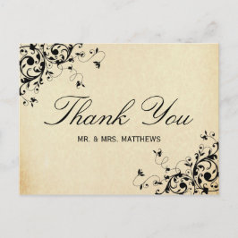 Cartão Postal Casamento de Sujeiras Antigas Elegantes Obrigado