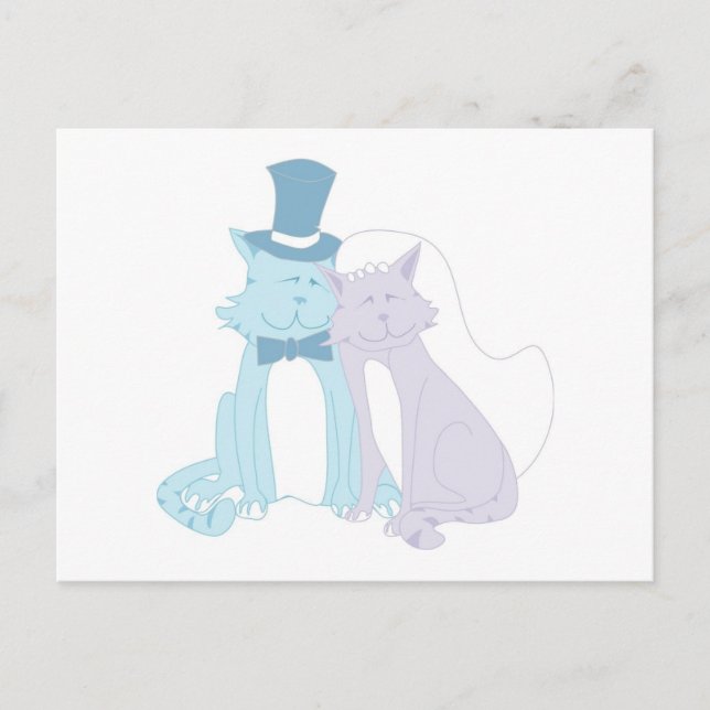 Cartão Postal Casamento de Tema de Cat (Frente)