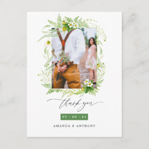 Cartão Postal Casamento de Vegetação Florestal Foto Agradeciment