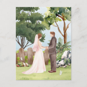 Cartão Postal Casamento de Watercolor