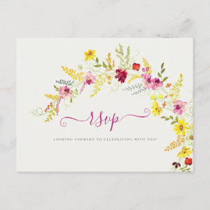 Cartão Postal Casamento de Wreath com Orquídeas Selvagens Rosa P