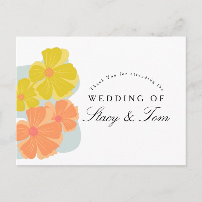 Cartão Postal Casamento Desenho De Mão De primavera Bloom Cosmos (Frente)