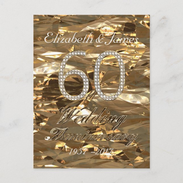 Cartão Postal Casamento Diamond 60 anos Dourado (Frente)