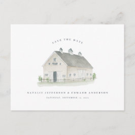 Cartão Postal casamento do celeiro de aquarelas rústicas salvar
