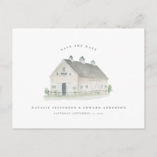 Cartão Postal casamento do celeiro de aquarelas rústicas salvar