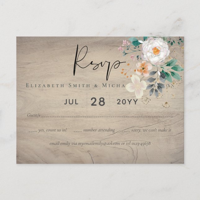 Cartão Postal Casamento do Jardim do Barão com Primavera Wildflo (Frente)