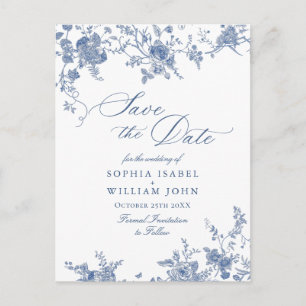 Cartão Postal Casamento do Jardim Francês Azul Vitoriano Salva a