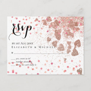 Cartão Postal Casamento do Orçamento da Tendência Dourada Modern