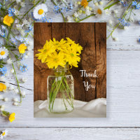 Casamento do País Mason Jar Yellow Daisies Obrigad