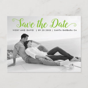 Cartão Postal Casamento do verde limão moderno Salve a foto da