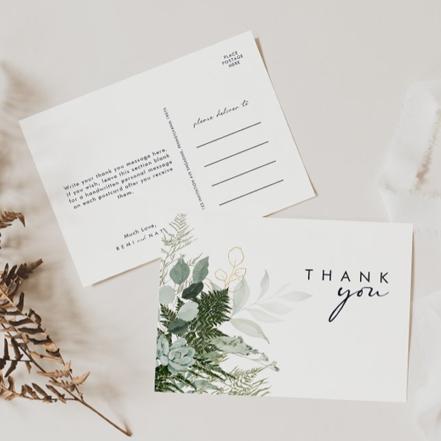 Cartão Postal Casamento Dourado com Leaf e Greenerescência Obrig (Criador carregado)