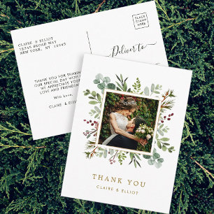 Cartão Postal Casamento Dourado de Natal Botânico Obrigado Foto