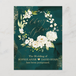 Cartão Postal Casamento Dourado De Planos Com Verde Branco