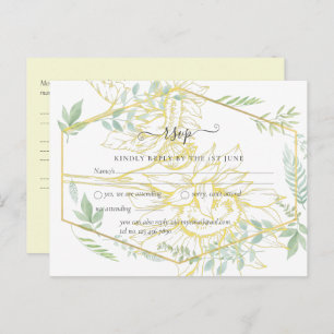 Cartão Postal Casamento Dourado de Sage, Greenery Sage