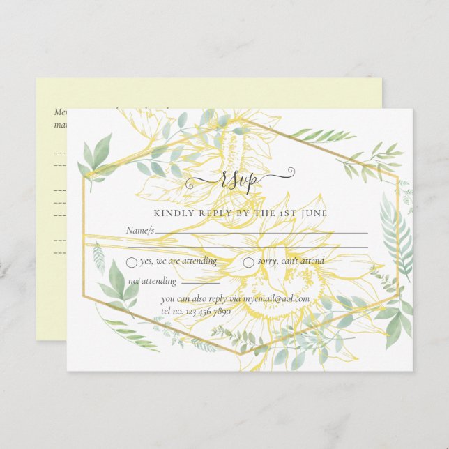 Cartão Postal Casamento Dourado de Sage, Greenery Sage (Frente/Verso)