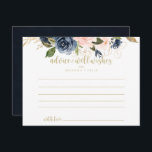 Cartão Postal Casamento Dourado Floral com marinho Blush<br><div class="desc">Este cartão de marinho de casamento floral é perfeito para um casamento rústico. A design apresenta belas flores azuis escuras pintadas manualmente, azuis, marinhos, rosa, pinceladas, douradas e folhagem verde. Estas cartas são perfeitas para um casamento, chá de panela, chá de fraldas, festa de formatura e muito mais. Personalize as...</div>