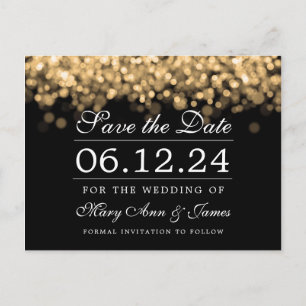 Cartão Postal Casamento Dourado Salve As Luzes Legais De Data