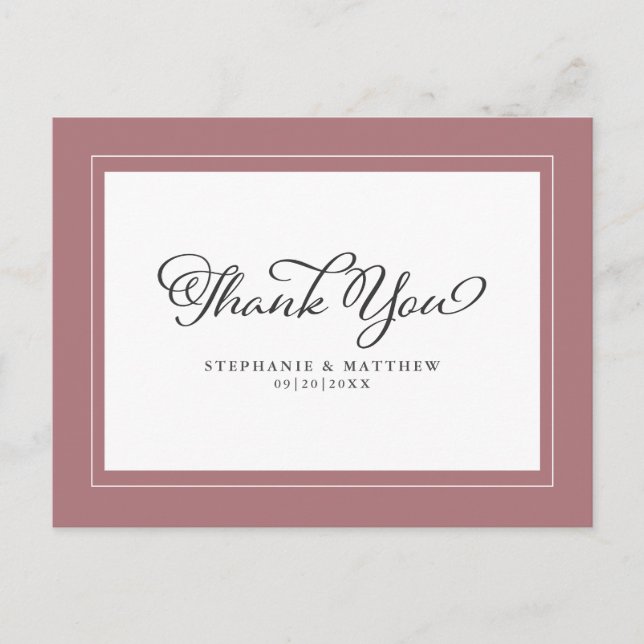 Cartão Postal Casamento Dusty Rosa Chic Modern Borders (Frente)