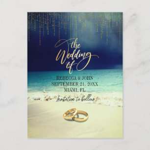 Cartão Postal Casamento Elegant Beach Summer