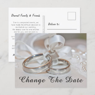 Cartão Postal Casamento Elegante Alterar a Data Salvar a data