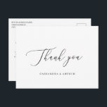 Cartão Postal Casamento Elegante Clássico Simples Obrigado<br><div class="desc">Obrigado branco clássico que você faz com o cartão postal com "Obrigado" em um roteiro delicado. Um layout simples sem gráficos torna isso um design elegante e eterno, perfeito para um casamento formal. Este obrigado não fotográfico que você faz é excelente de um casal que quer cartas de agradecimento sem...</div>