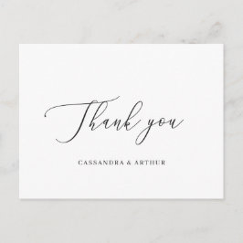 Cartão Postal Casamento Elegante Clássico Simples Obrigado