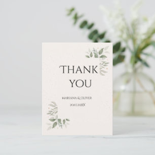 Cartão Postal Casamento Elegante com Florais Leves