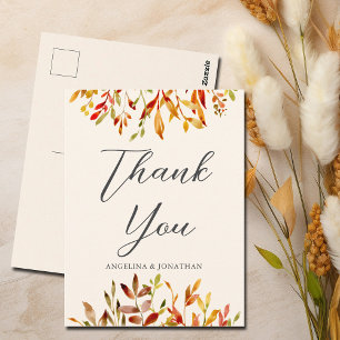Cartão Postal Casamento Elegante de Outono Agradecimento Persona