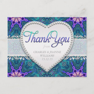 Cartão Postal Casamento Elegante De Teal Roxo Obrigado Cartão-P