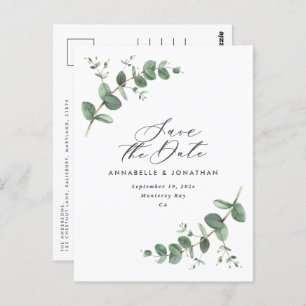 Cartão Postal Casamento elegante e moderno Eucalyptus salva a da