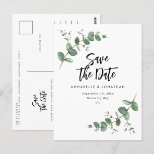 Cartão Postal Casamento elegante e moderno Eucalyptus salva a da