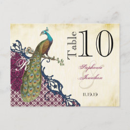 Cartão Postal Casamento Elegante em Azul Marinho e Beri Beri com