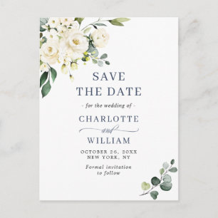 Cartão Postal Casamento Elegante Eucalyptus Greenery Salvar a Da