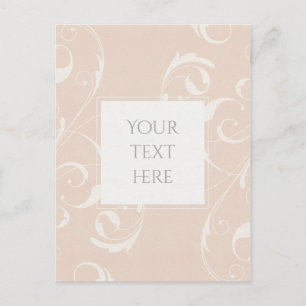 Cartão Postal Casamento Elegante Floral Turbilhão Branco e Pêsse