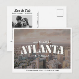 Cartão Postal Casamento em Atlanta Save the Date Downtown Retro