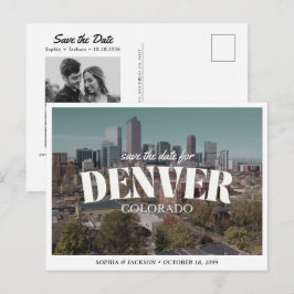 Cartão Postal Casamento em Denver - Salve a Data Retro Destino