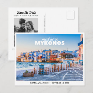 Cartão Postal Casamento em Mykonos Salve a Data Grécia Viagem Re