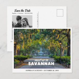Cartão Postal Casamento em Savannah Save the Date Viagem Retro