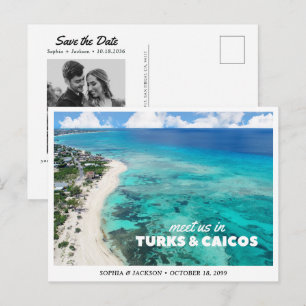 Cartão Postal Casamento em Turks & Caicos Salve a Data Viagem Re