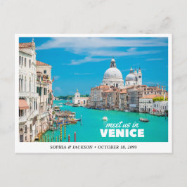 Cartão Postal Casamento em Veneza Itália Salvar a Data Retro