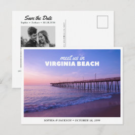 Cartão Postal Casamento em Virginia Beach Save the Date Viagem R