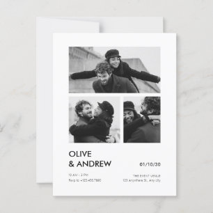 Cartão Postal Casamento estético de colagem de fotos modernas