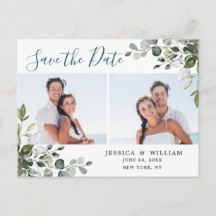 Cartão Postal Casamento Eucalyptus FOTO Elegante Salvar a Data