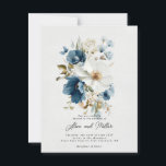 Cartão Postal Casamento Floral Azul e Branco<br><div class="desc">Casamento Floral Azul e Branco</div>