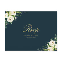 Casamento floral branco de marfim RSVP